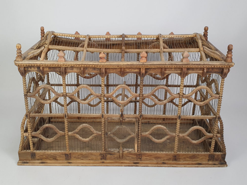 Large 19th century hand carved wooden Bird Cage