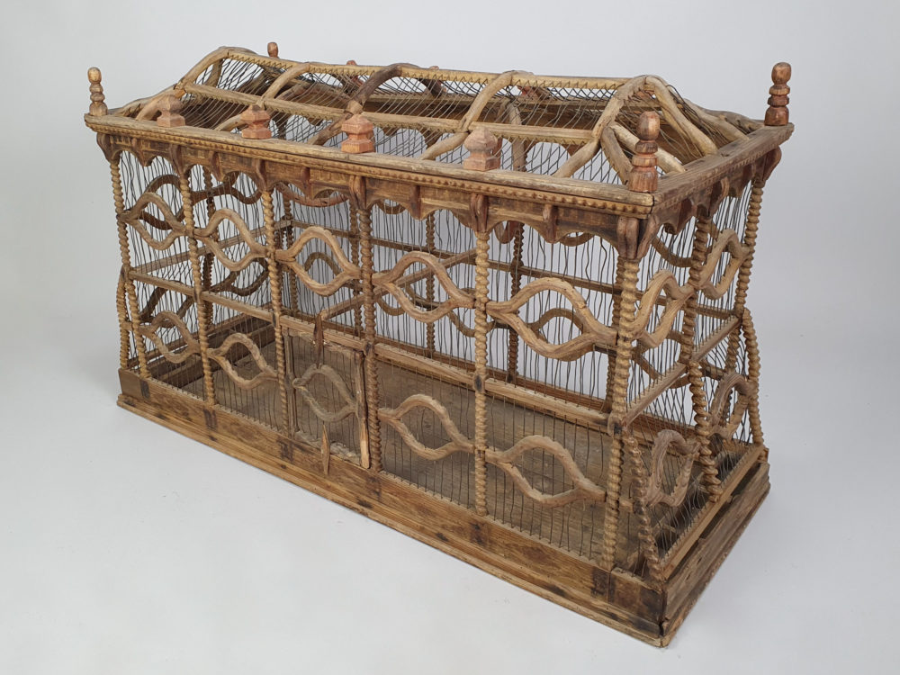 Large 19th century hand carved wooden Bird Cage