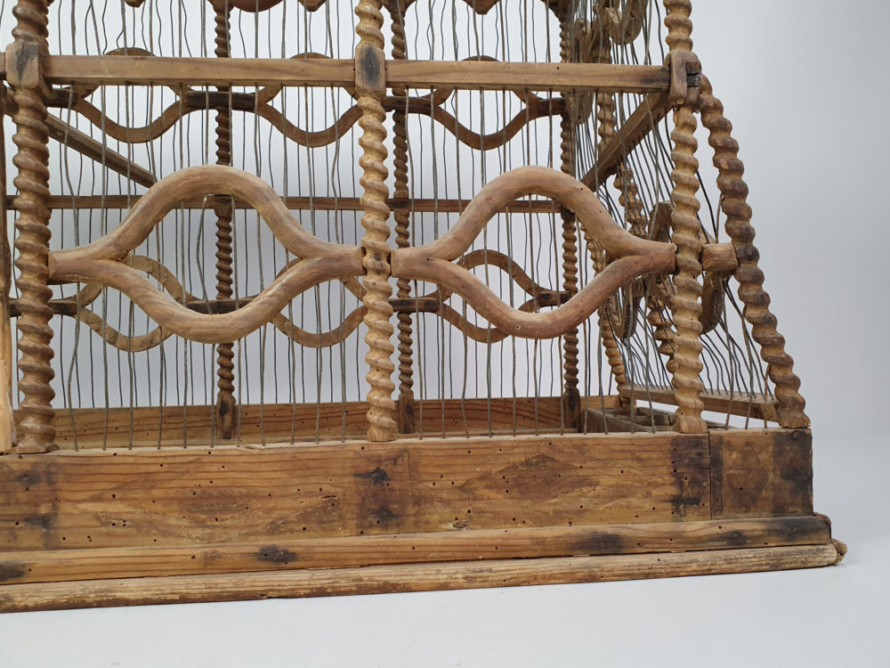 Large 19th century hand carved wooden Bird Cage