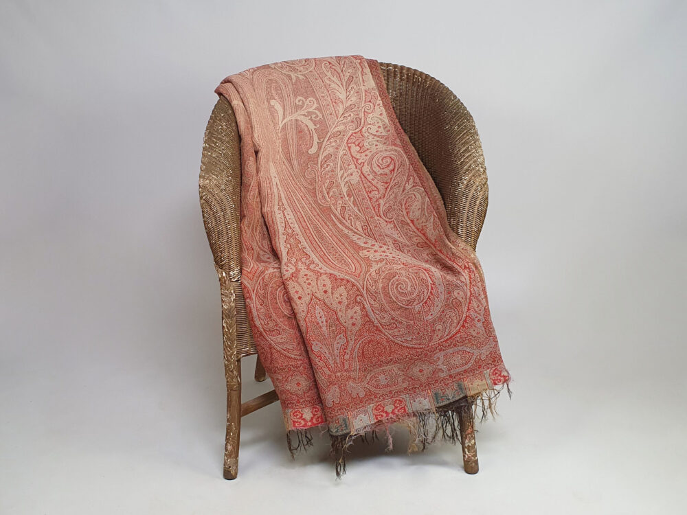 Large antique Victorian Paisley woollen piano Shawl