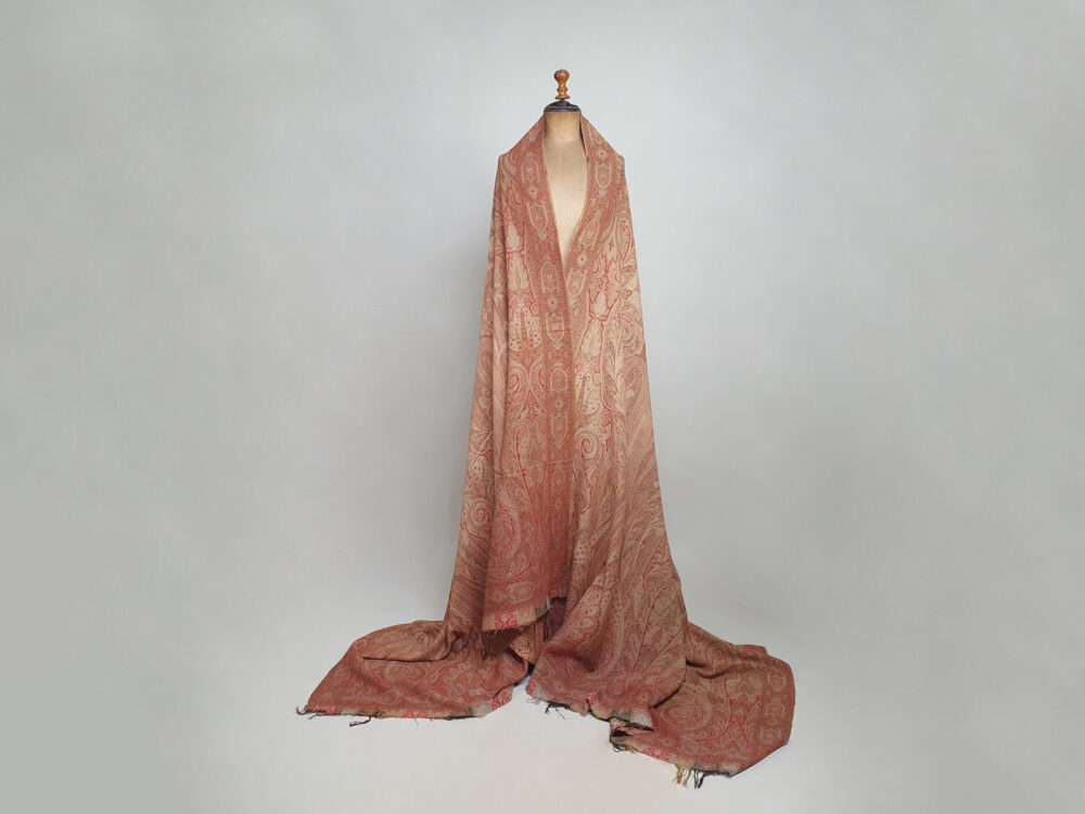 Large antique Victorian Paisley woollen piano Shawl