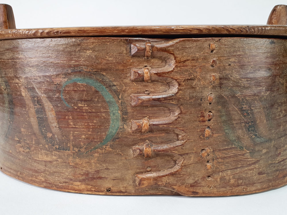 Large antique folk art tine or svapask Wooden Box