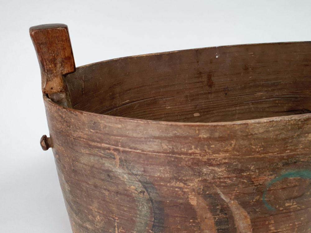 Large antique folk art tine or svapask Wooden Box