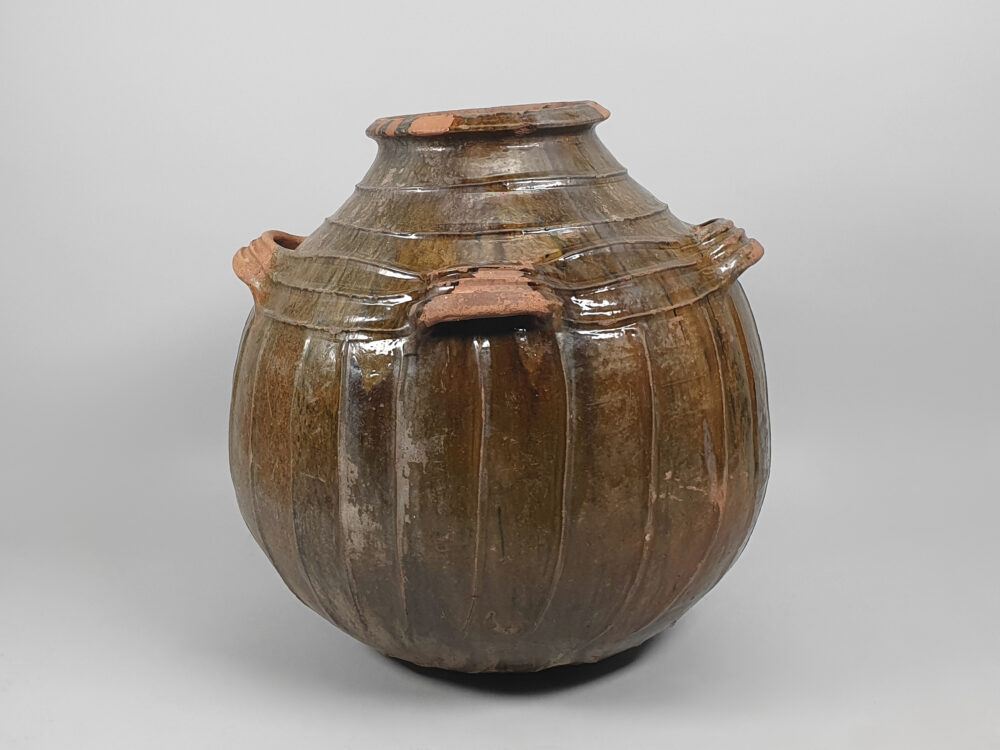Large antique French Walnut Oil Jar or Pot