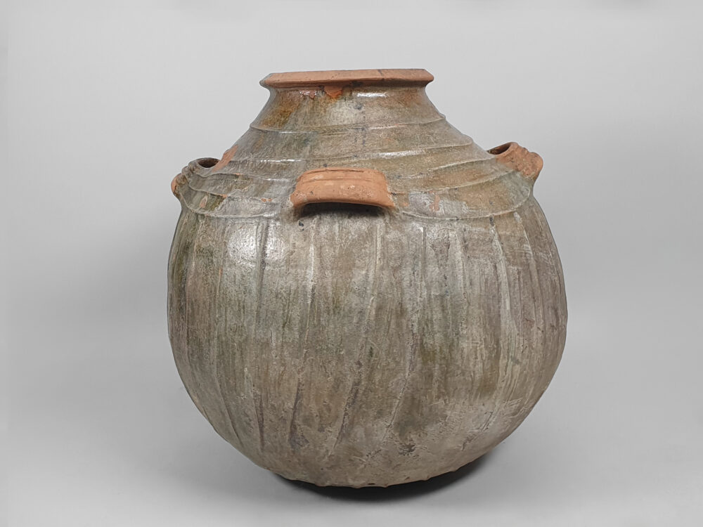 Large antique French Walnut Oil Jar or Pot