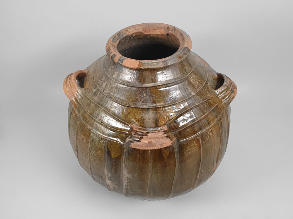 Large antique French Walnut Oil Jar or Pot
