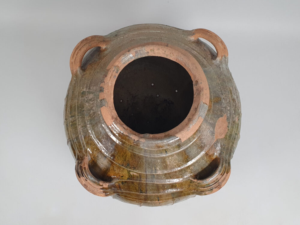 Large antique French Walnut Oil Jar or Pot