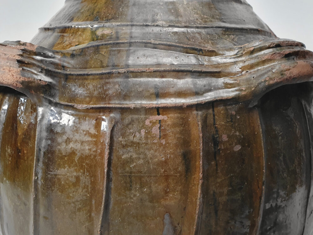 Large antique French Walnut Oil Jar or Pot