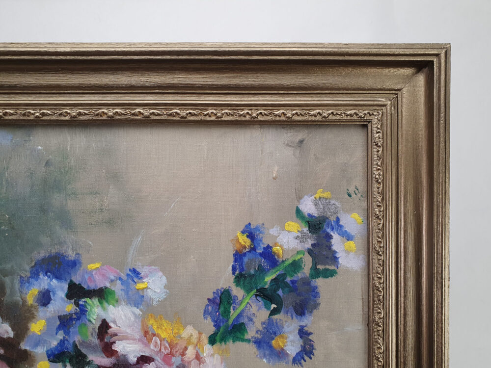 Large antique oil painting - a vibrant Floral Still Life