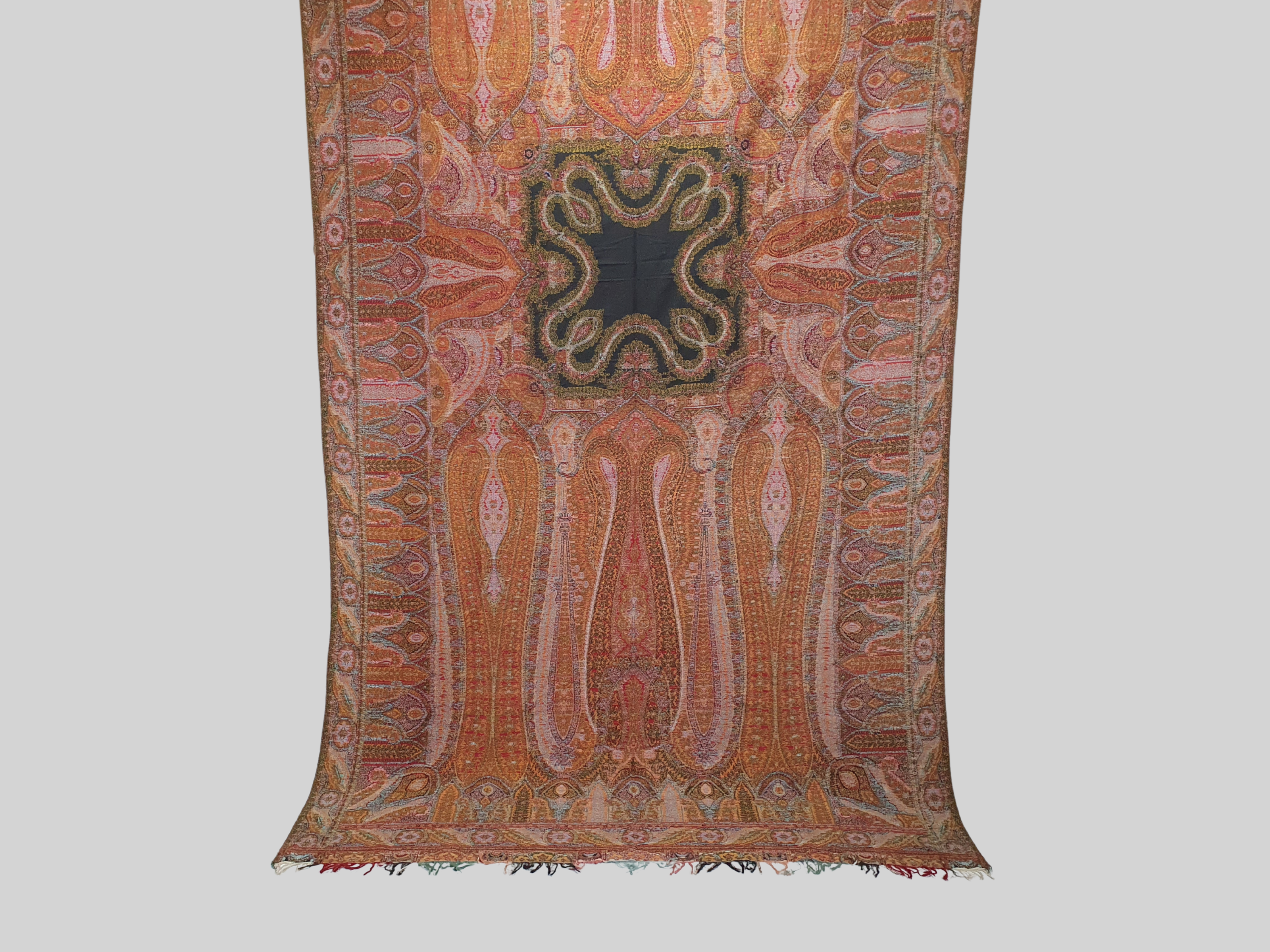 Large antique Victorian Paisley woollen piano Shawl