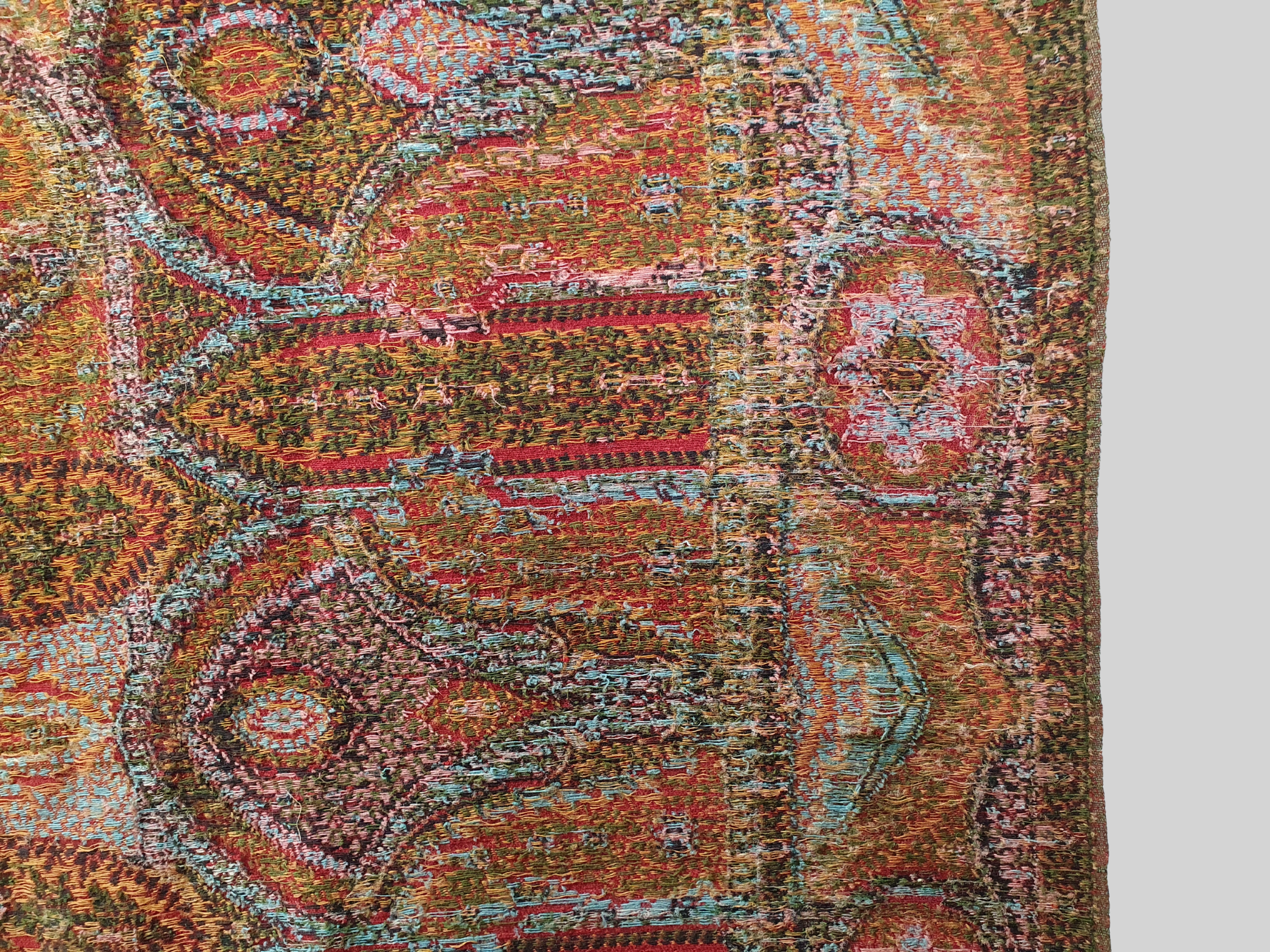 Large antique Victorian Paisley woollen piano Shawl