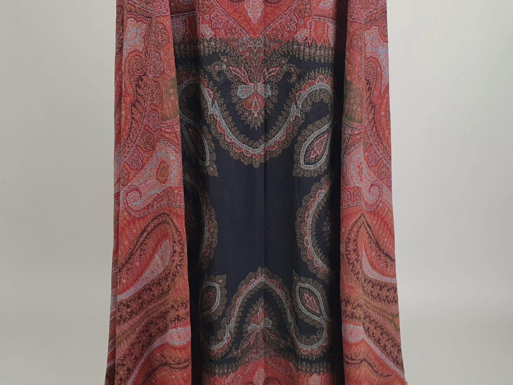Large antique Victorian Paisley woollen piano Shawl