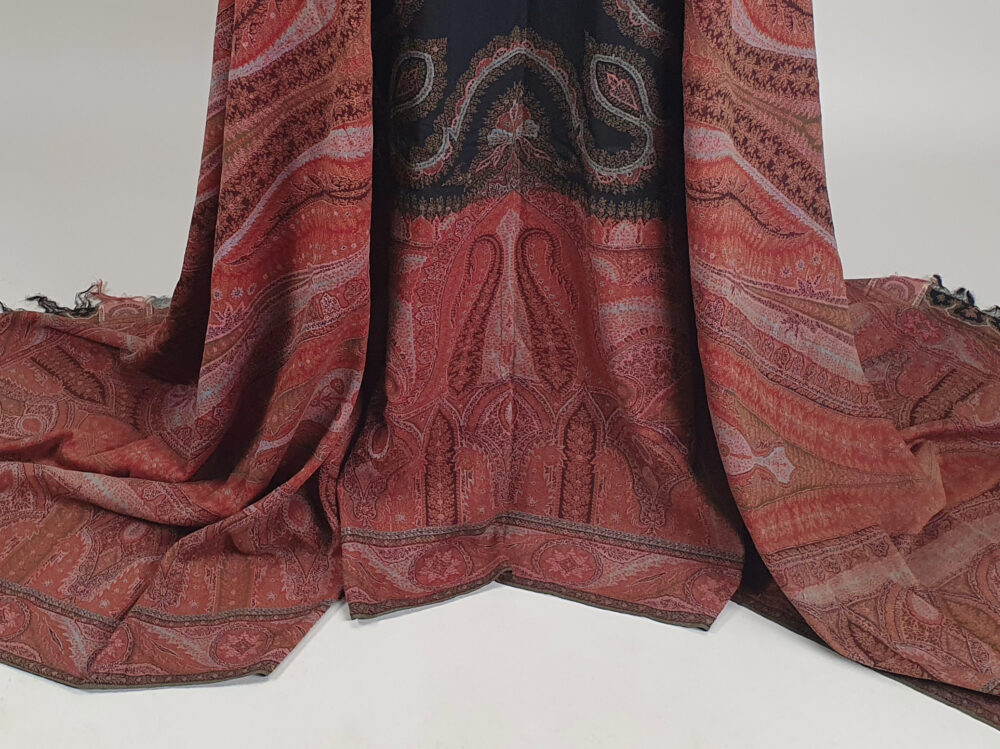 Large antique Victorian Paisley woollen piano Shawl