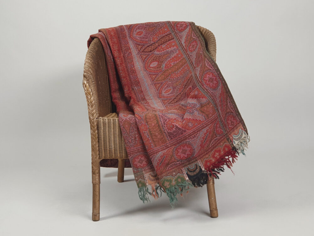 Large antique Victorian Paisley woollen piano Shawl