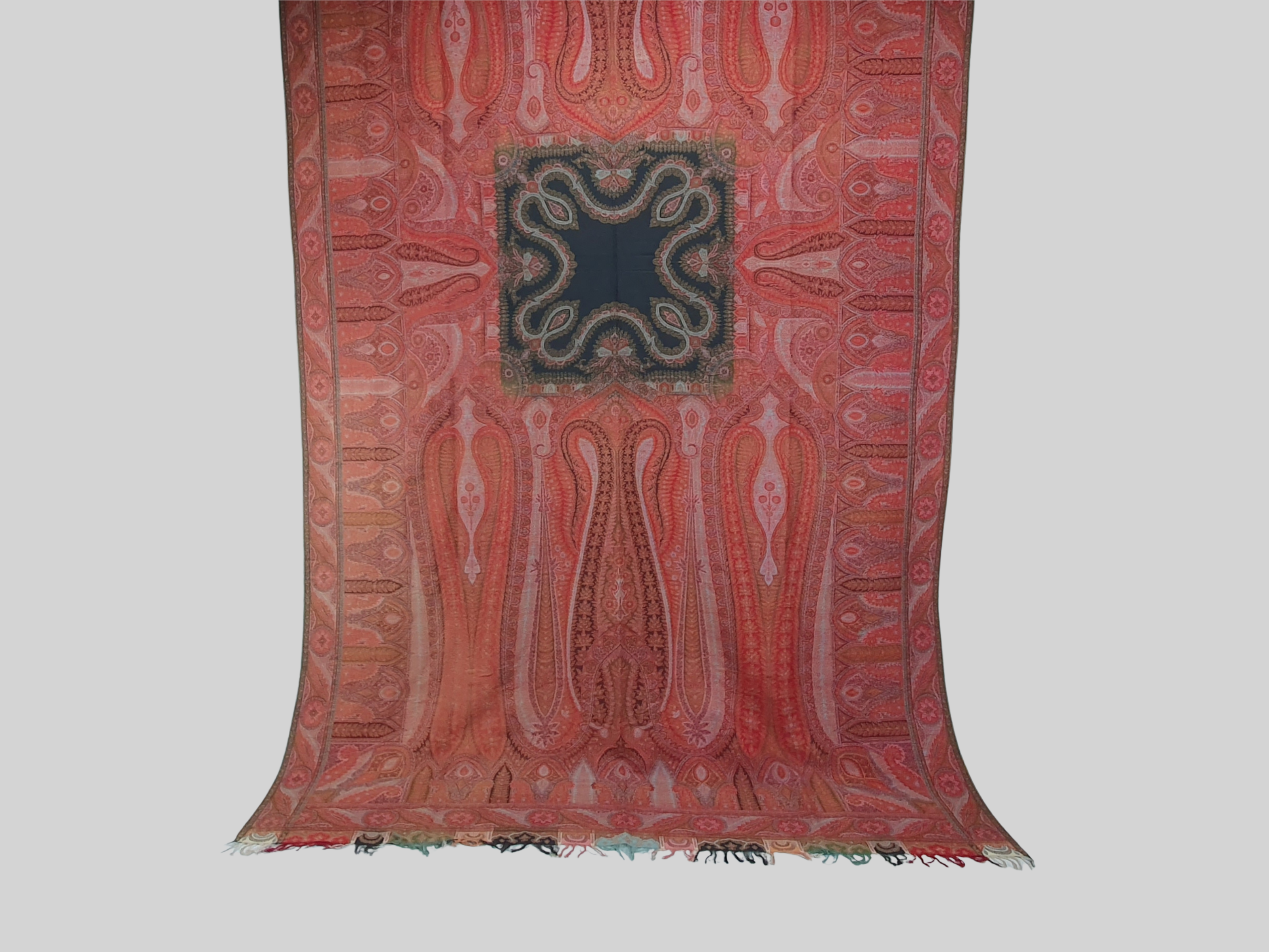 Large antique Victorian Paisley woollen piano Shawl