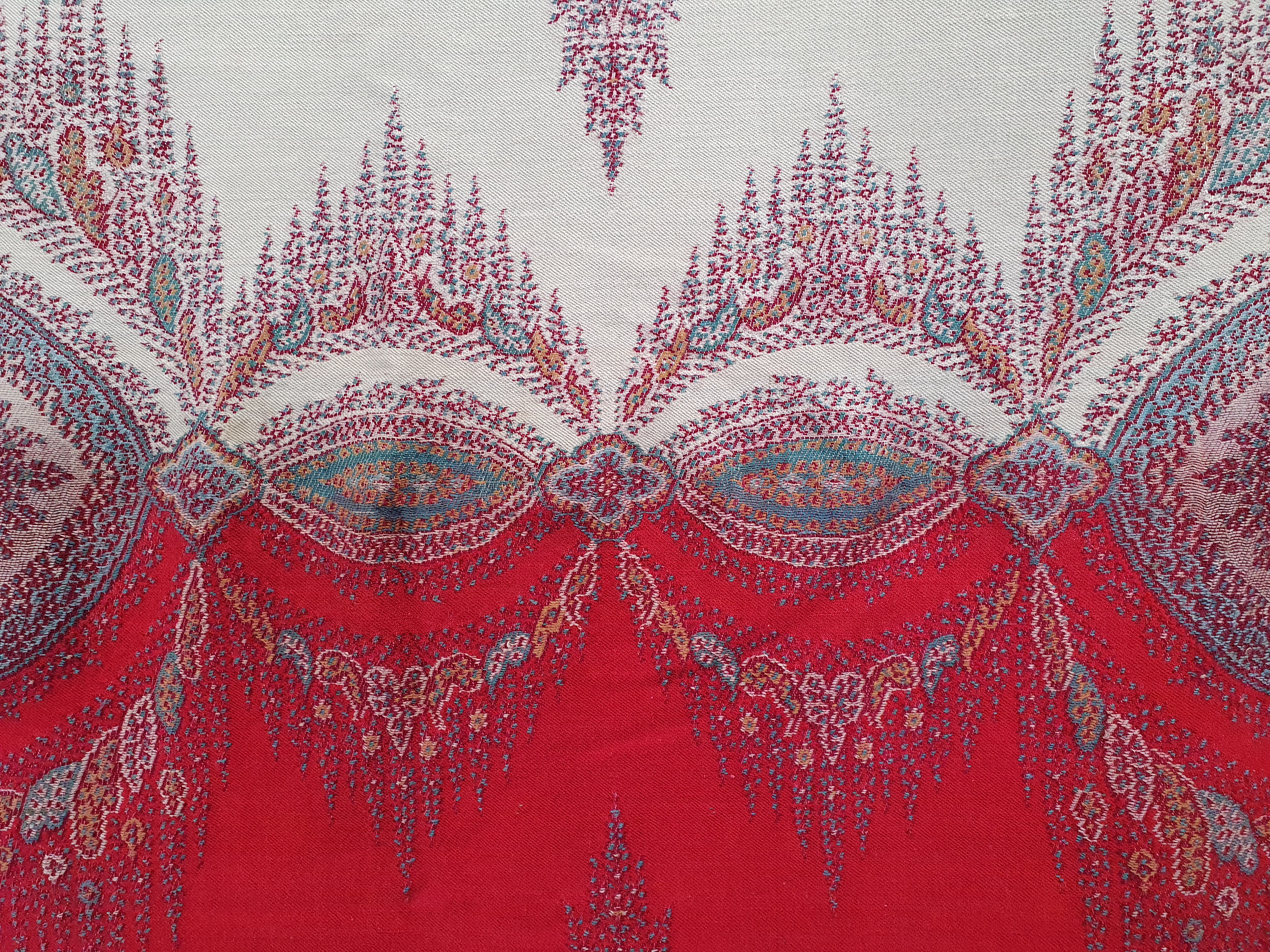 Large antique Victorian Paisley woollen piano Shawl