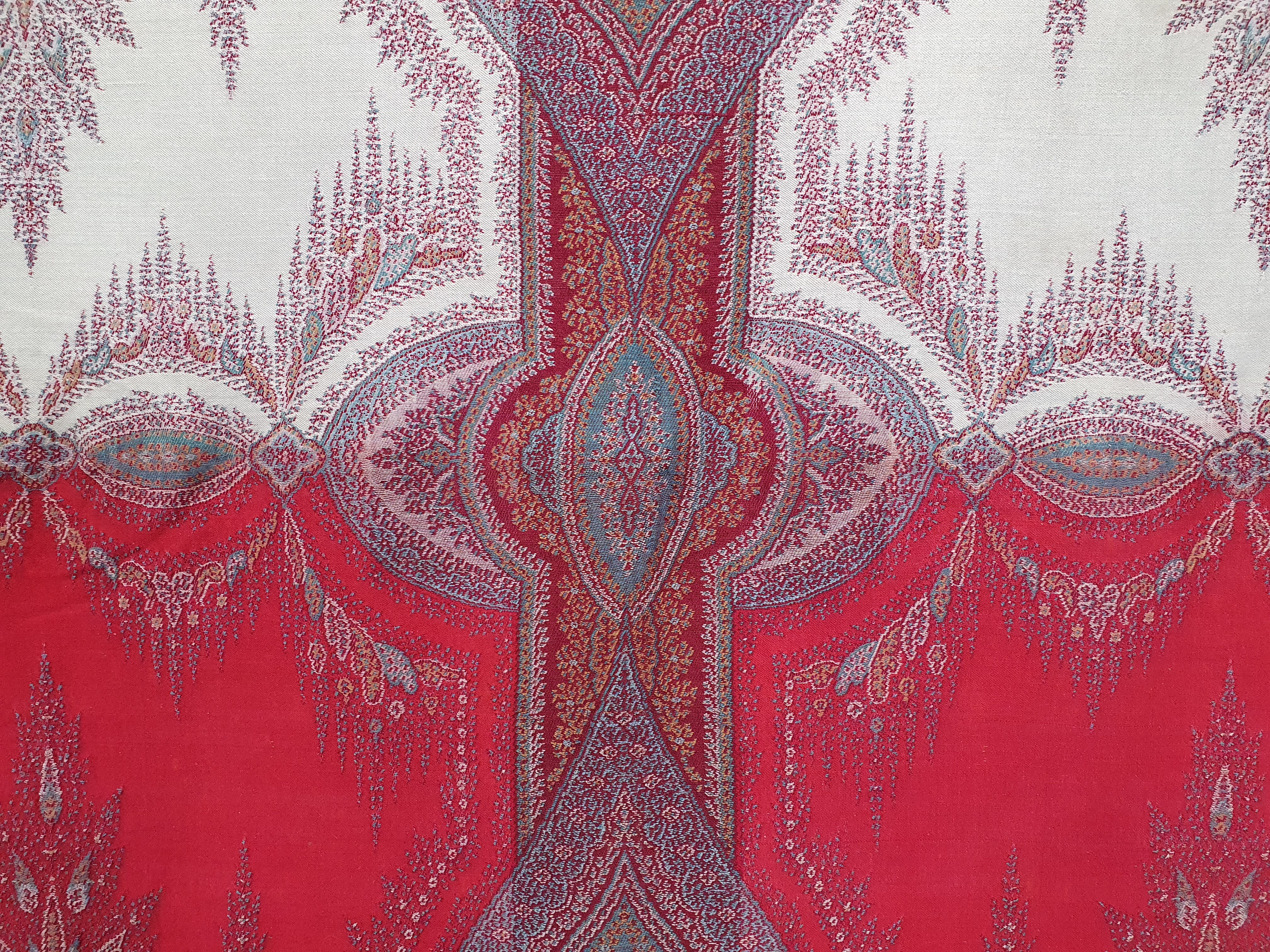 Large antique Victorian Paisley woollen piano Shawl