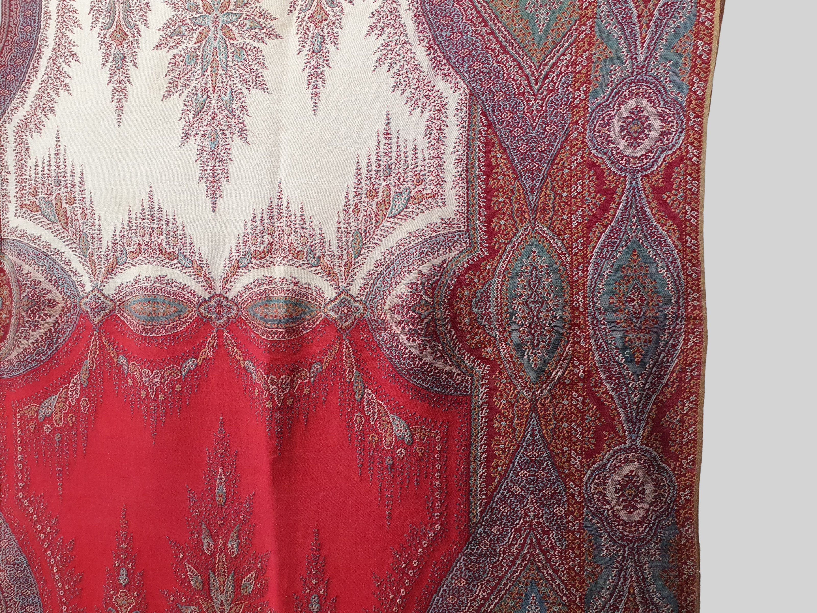 Large antique Victorian Paisley woollen piano Shawl