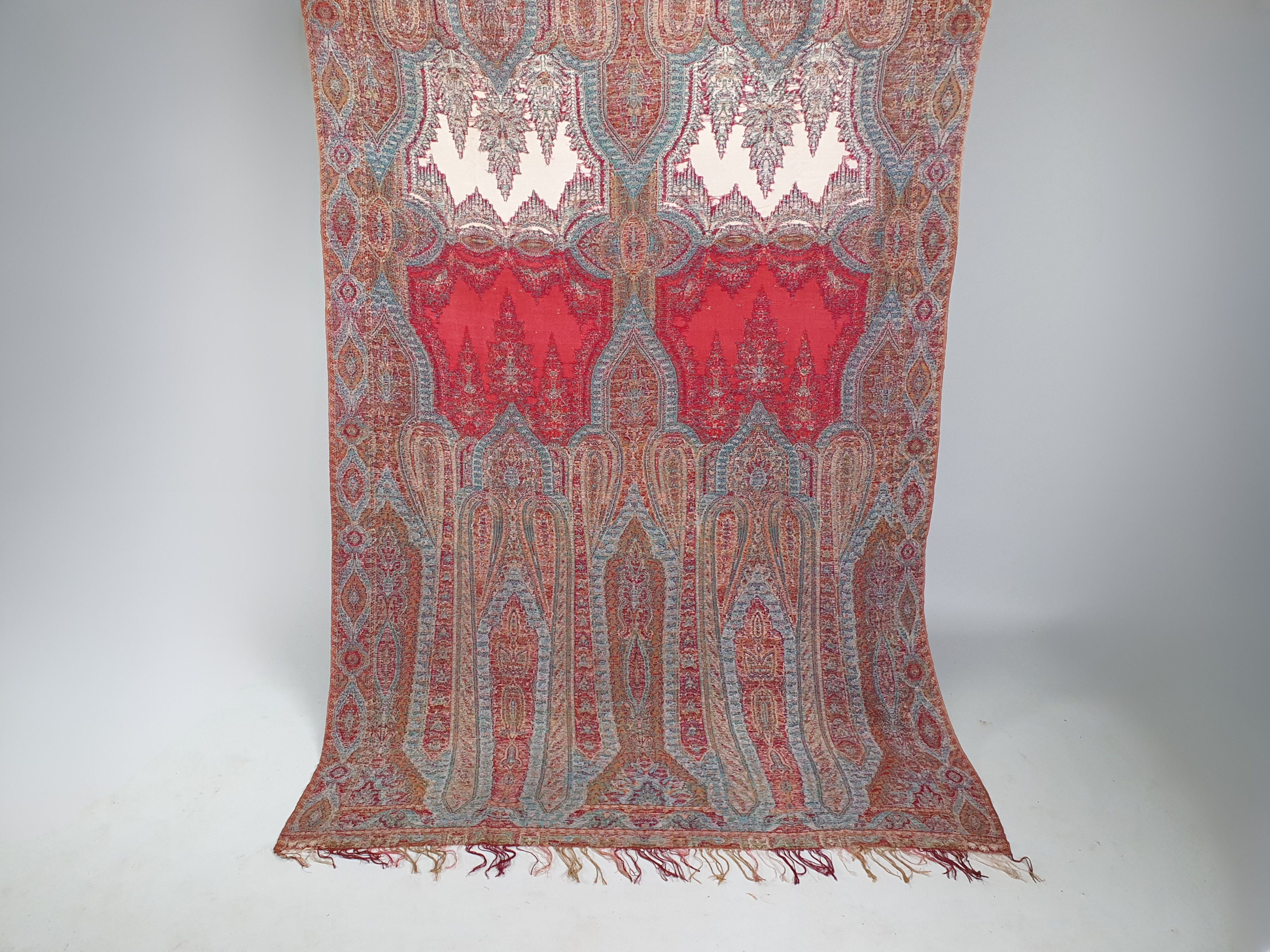 Large antique Victorian Paisley woollen piano Shawl