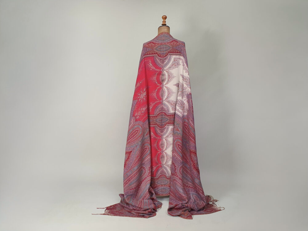 Large antique Victorian Paisley woollen piano Shawl