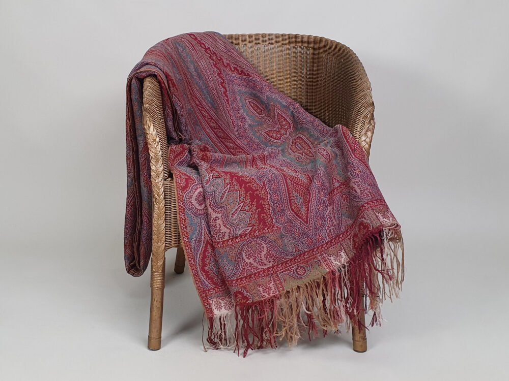 Large antique Victorian Paisley woollen piano Shawl