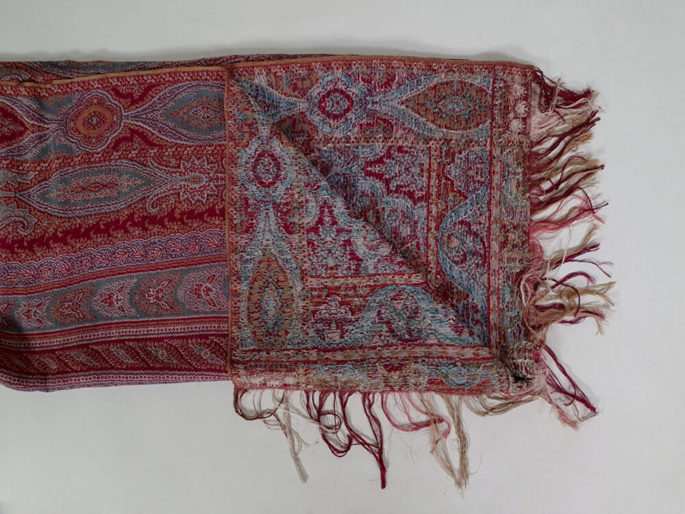 Large antique Victorian Paisley woollen piano Shawl