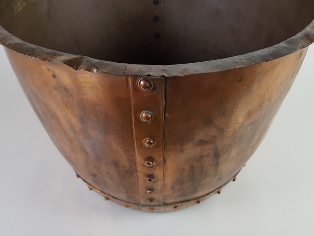 Large English riveted copper Log Basket or Planter