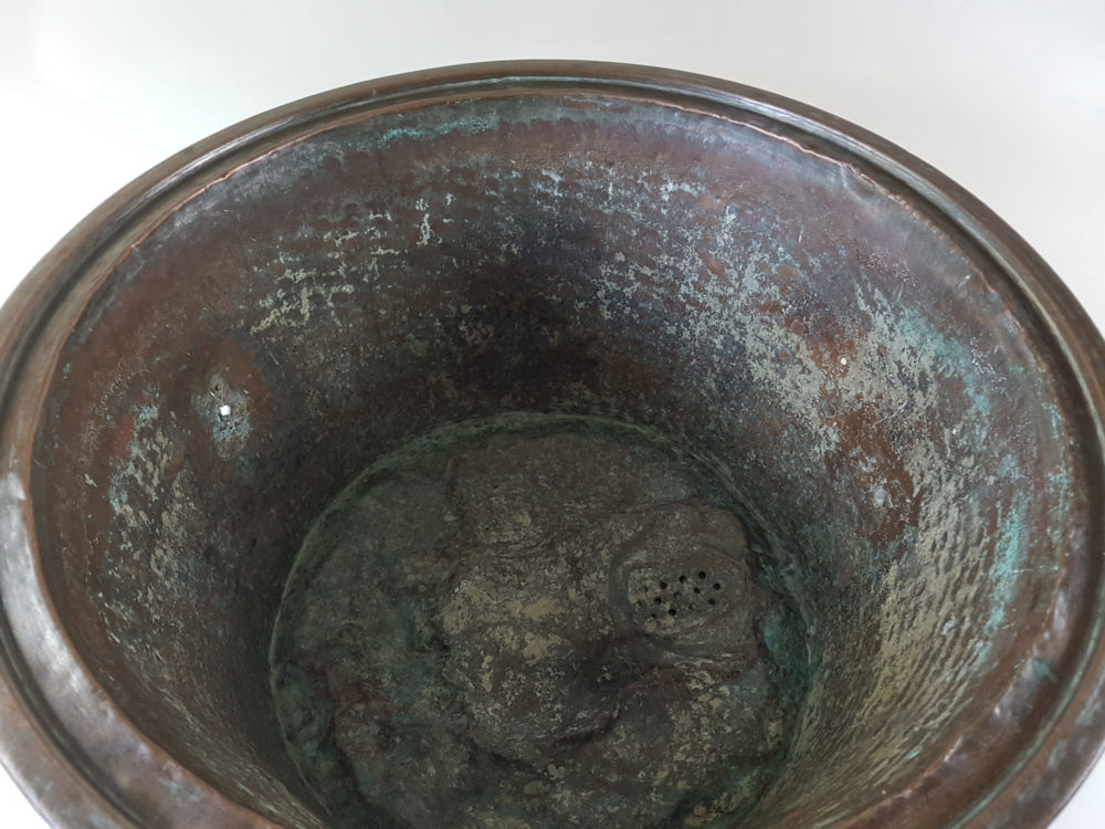 Large hand beaten copper Log Basket or Planter