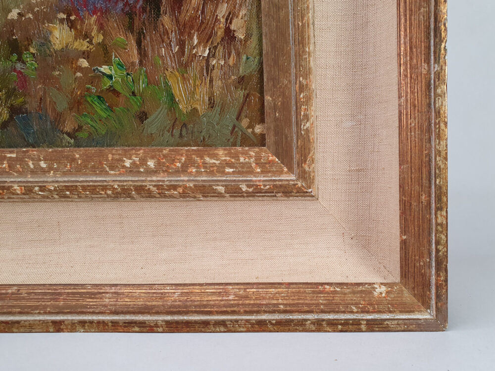 Large landscape mid century Oil Painting of a Mediterranean Scene