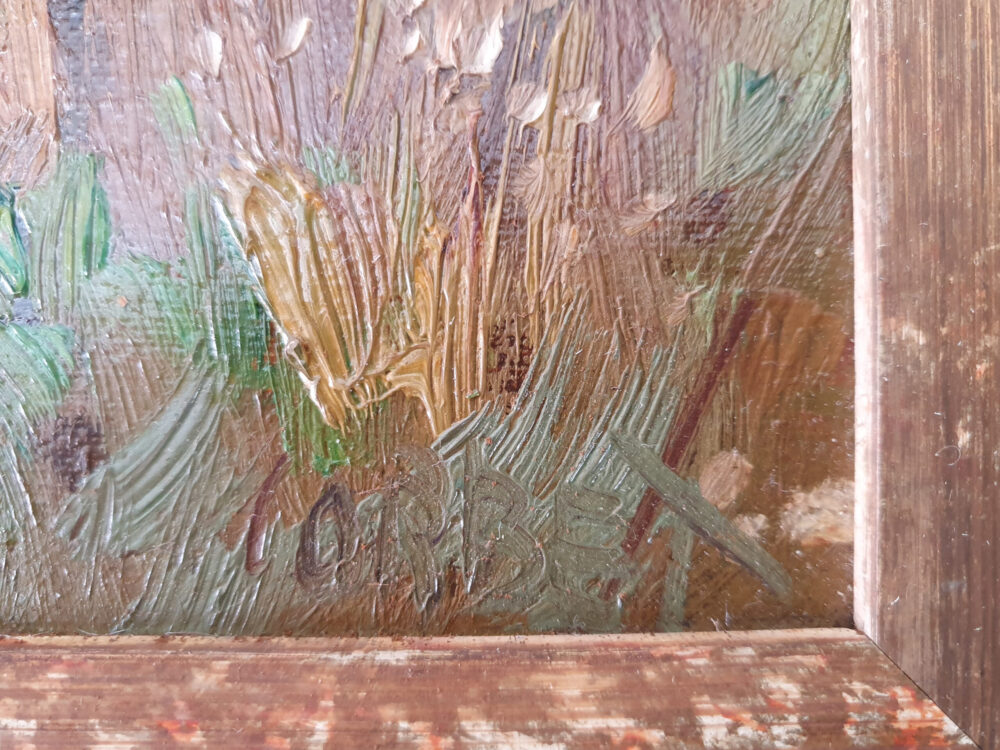 Large landscape mid century Oil Painting of a Mediterranean Scene