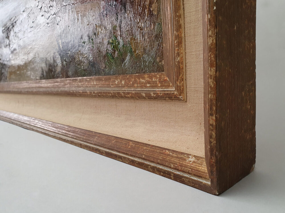 Large landscape mid century Oil Painting of a Mediterranean Scene