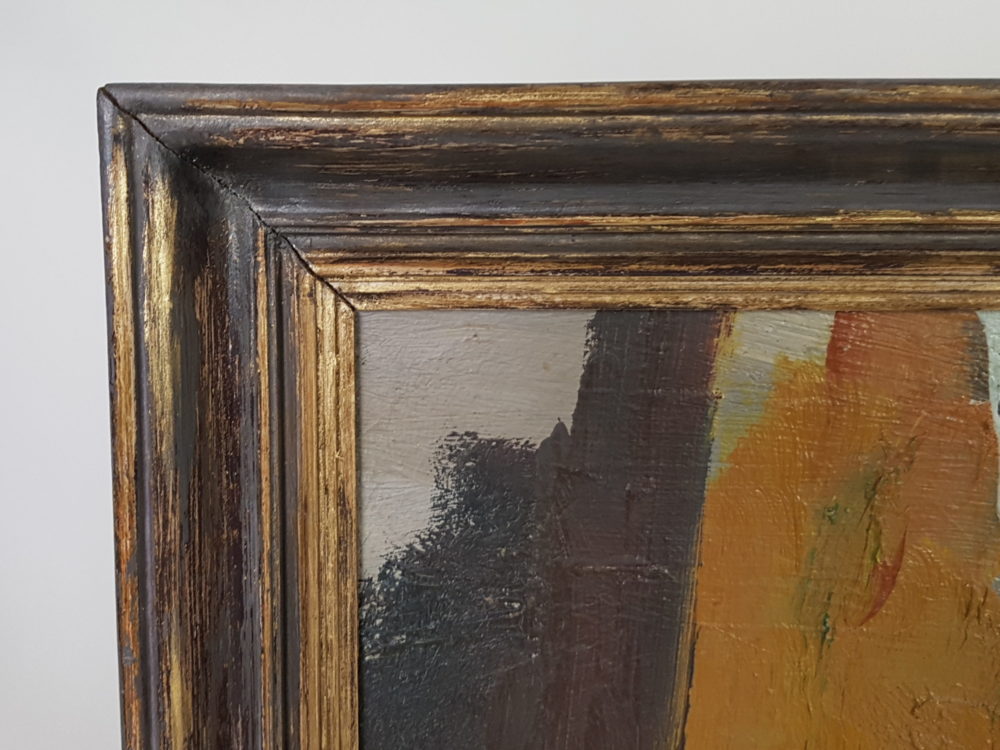 Large mid century oil painting showing an Kitchen inspired Still Life