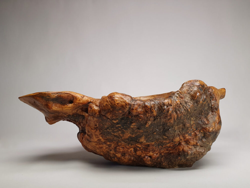 Large rustic antique hand carved burr or burl olive wood Bowl