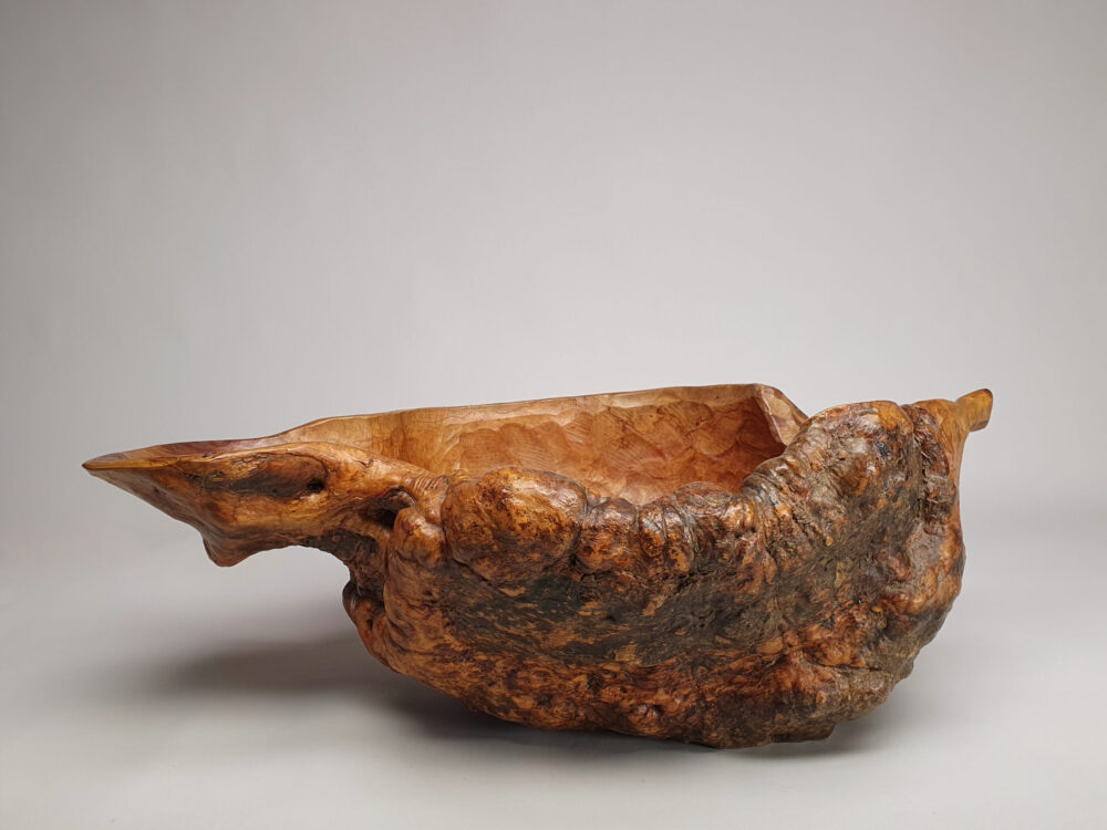 Large rustic antique hand carved burr or burl olive wood Bowl