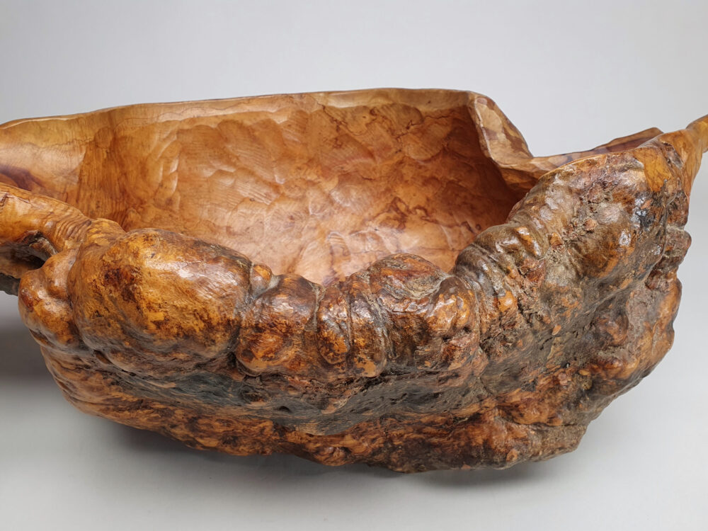 Large rustic antique hand carved burr or burl olive wood Bowl