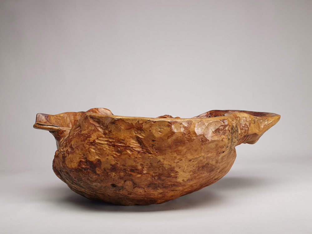 Large rustic antique hand carved burr or burl olive wood Bowl