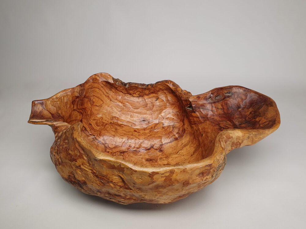 Large rustic antique hand carved burr or burl olive wood Bowl