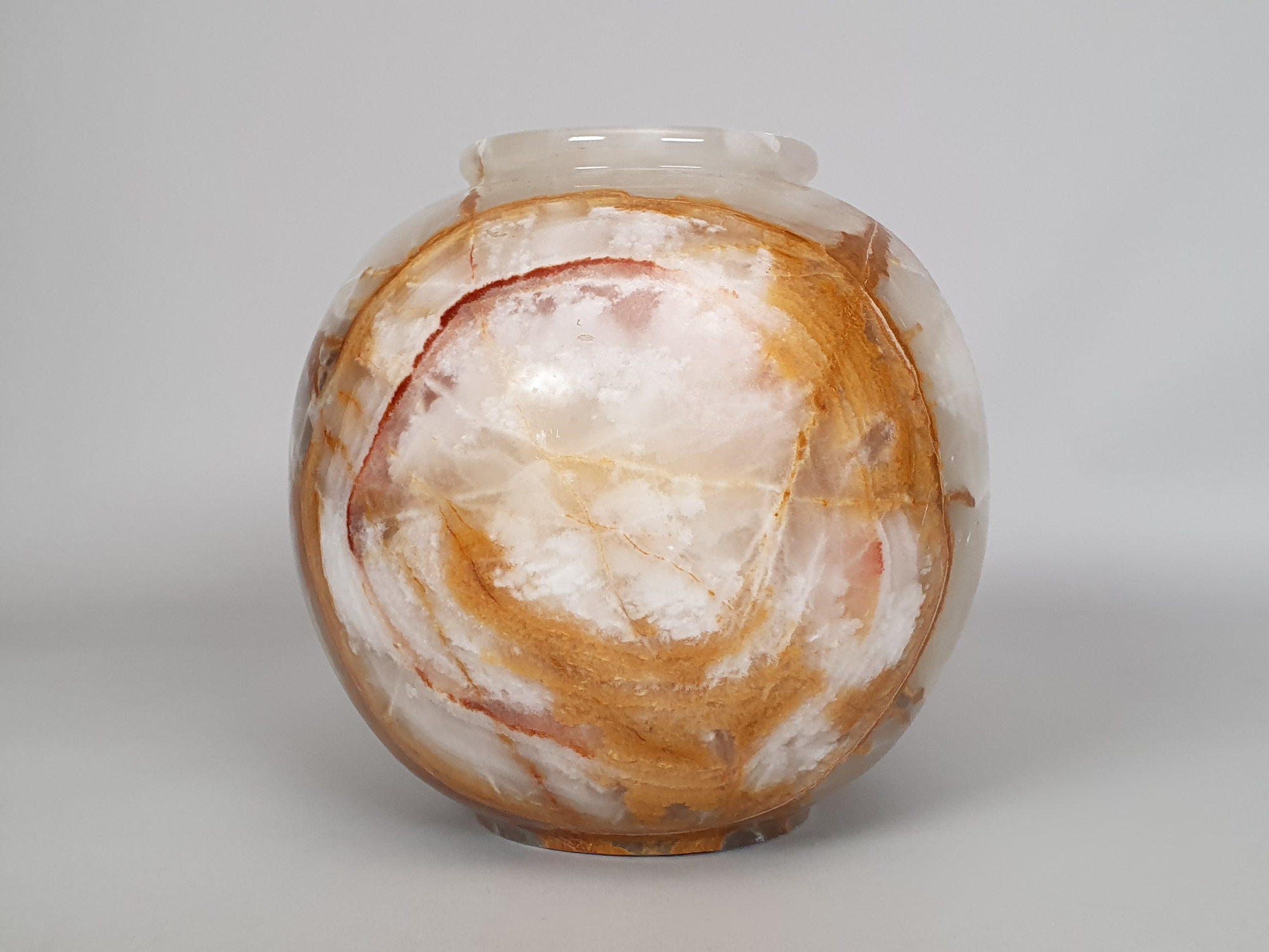 Mid century antique spherical Onyx Vase