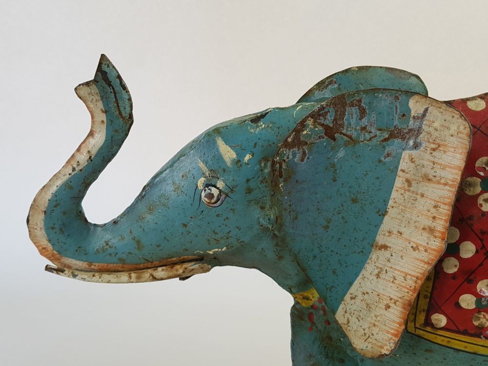 Mid century antique tin painted Elephant