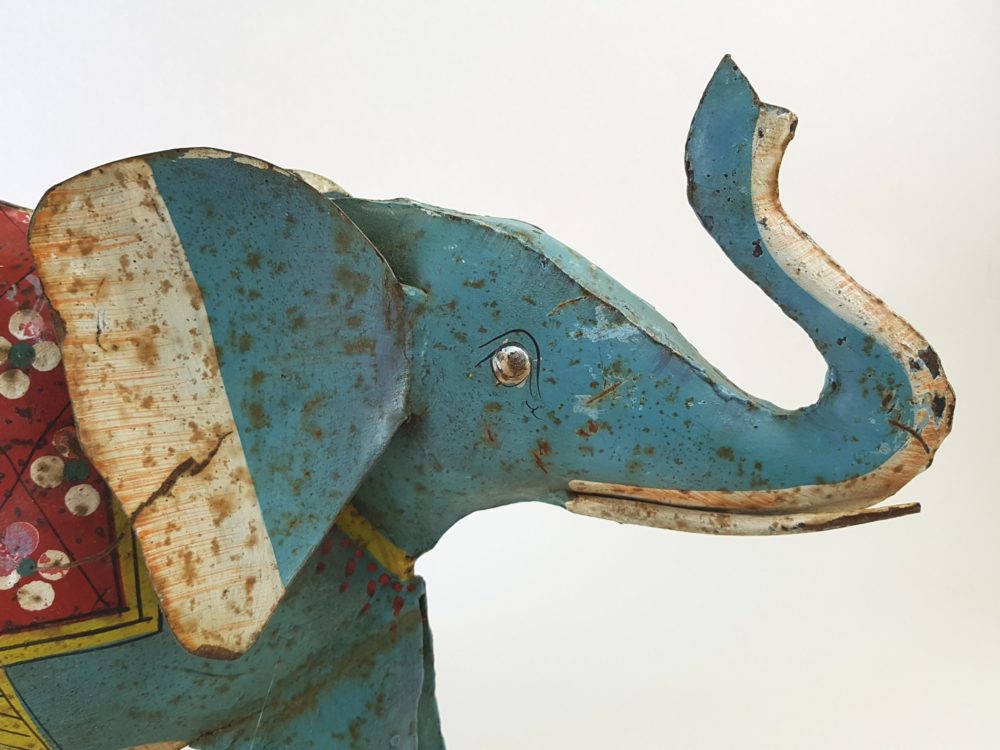Mid century antique tin painted Elephant