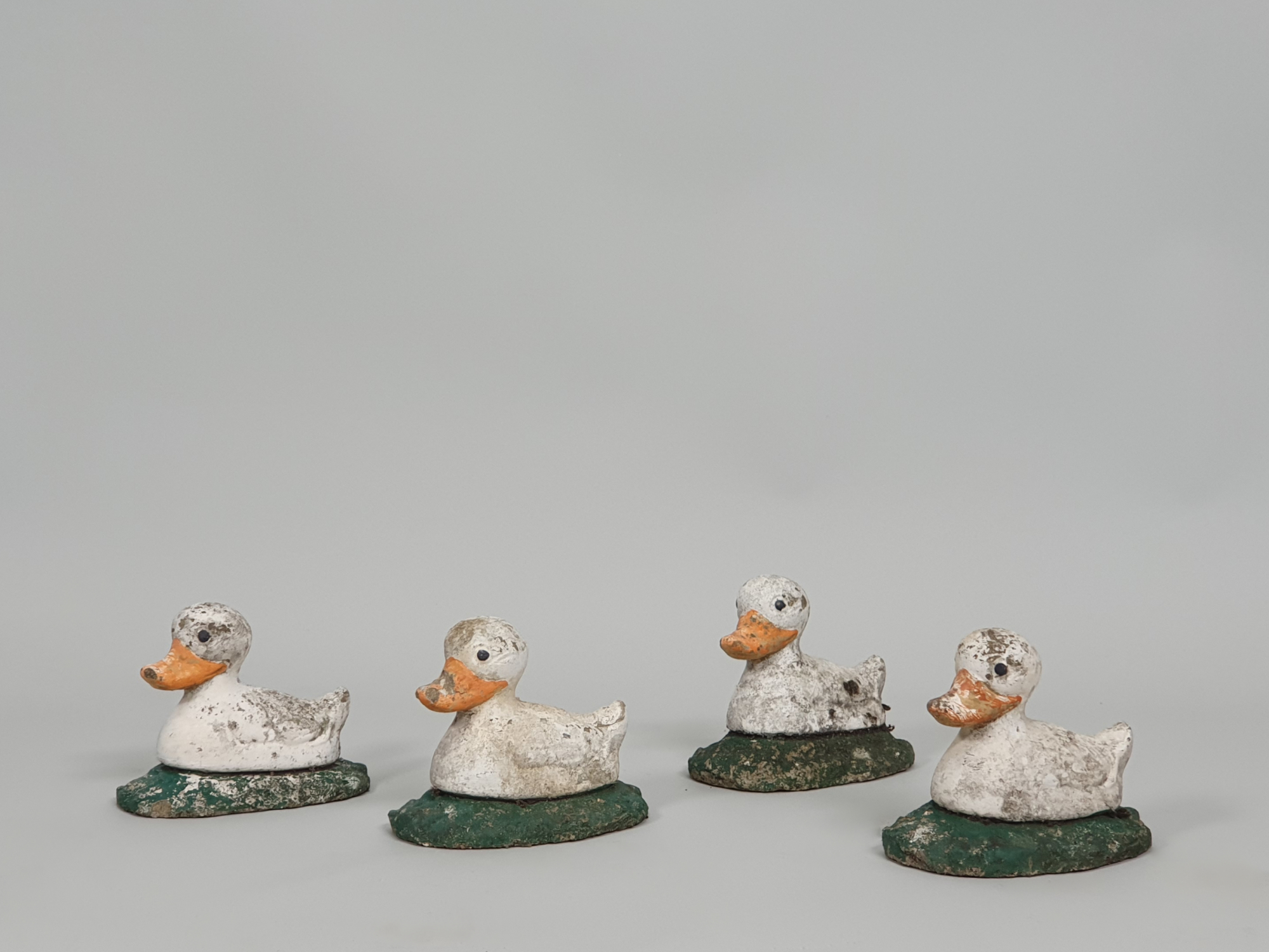 Mid-Century Concrete Duckling Garden Ornaments, Set of Four