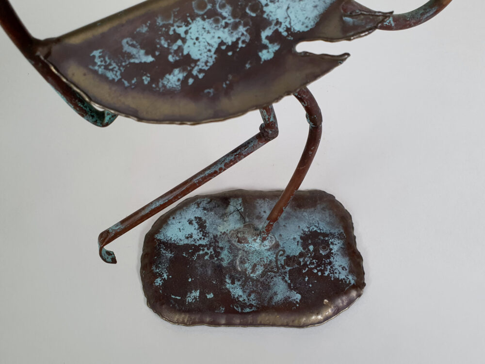 Mid century copper Sculpture of Stork Bird