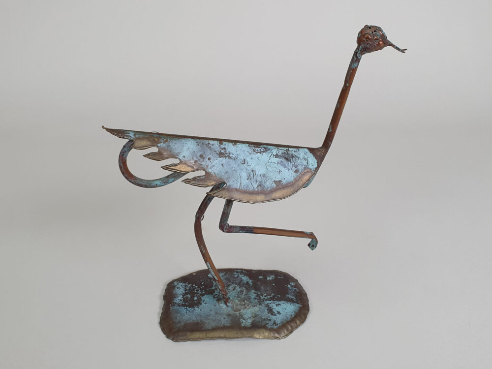 Mid century copper Sculpture of Stork Bird