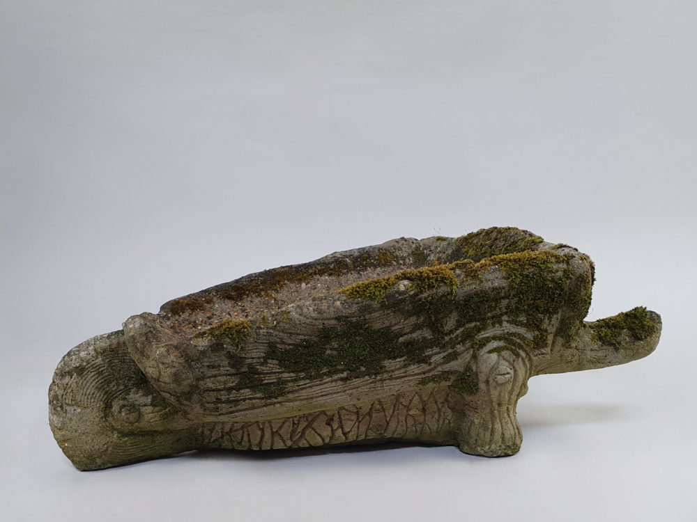 Mid century vintage miniature faux bois garden Wheel Barrow