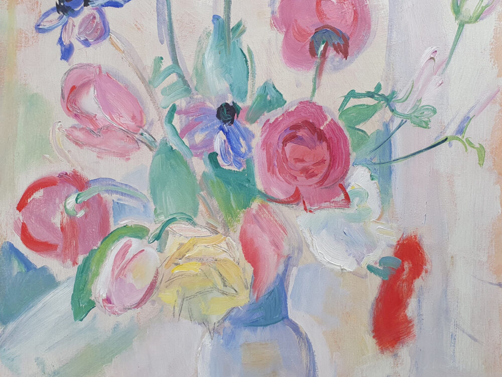 Mid century modern oil Painting - floral still life by Svante Bergh