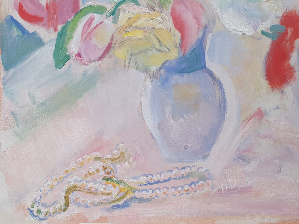 Mid century modern oil Painting - floral still life by Svante Bergh