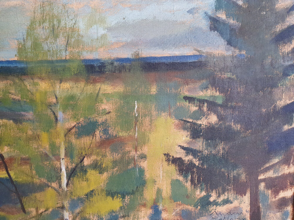 Mid century oil painting on canvas - large Swedish Woodland Landscape - SOLD