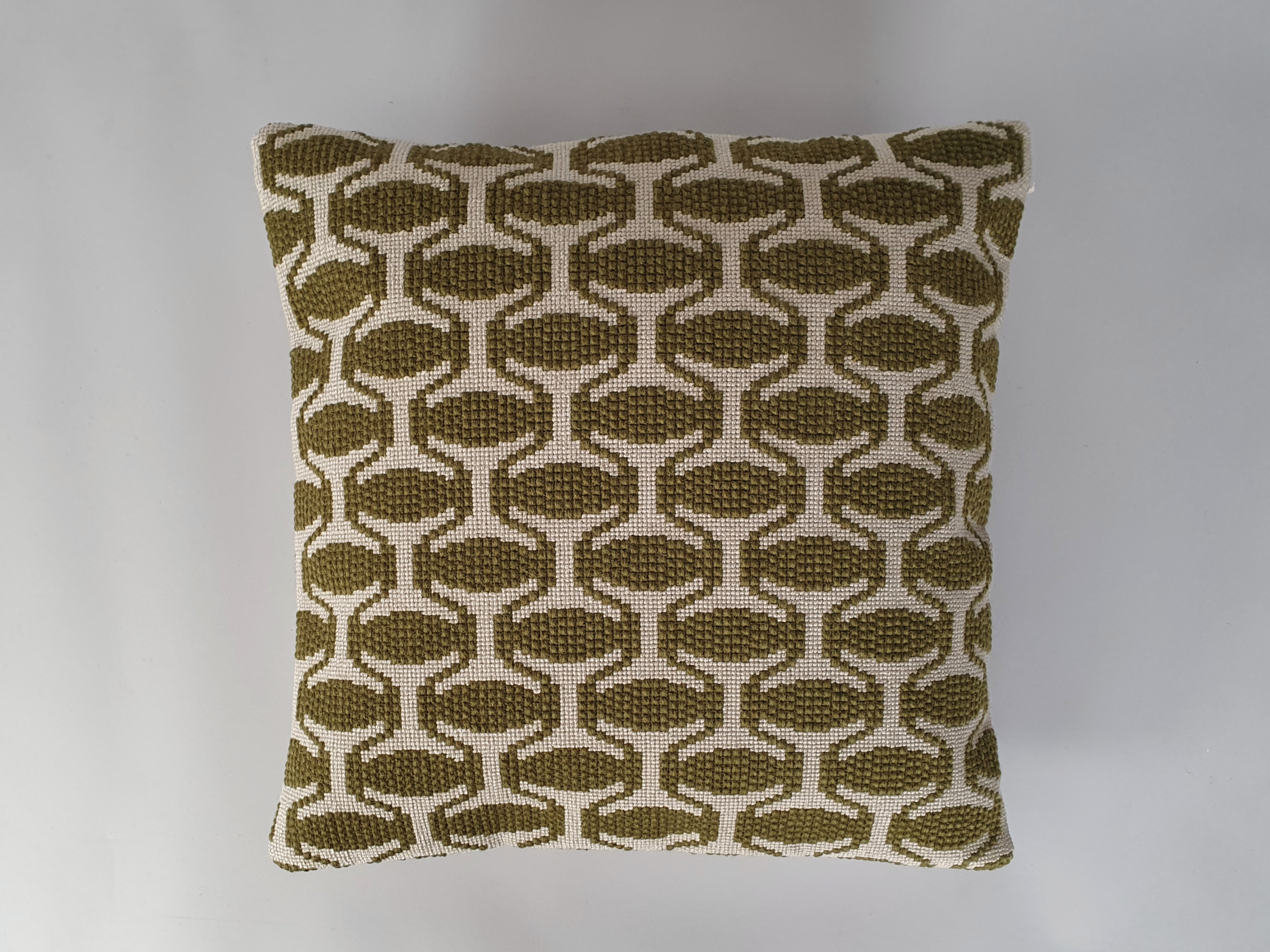 Mid century wool Cushion in geometric design wide shot