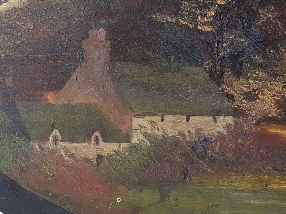 Naive landscape antique Oil Painting -