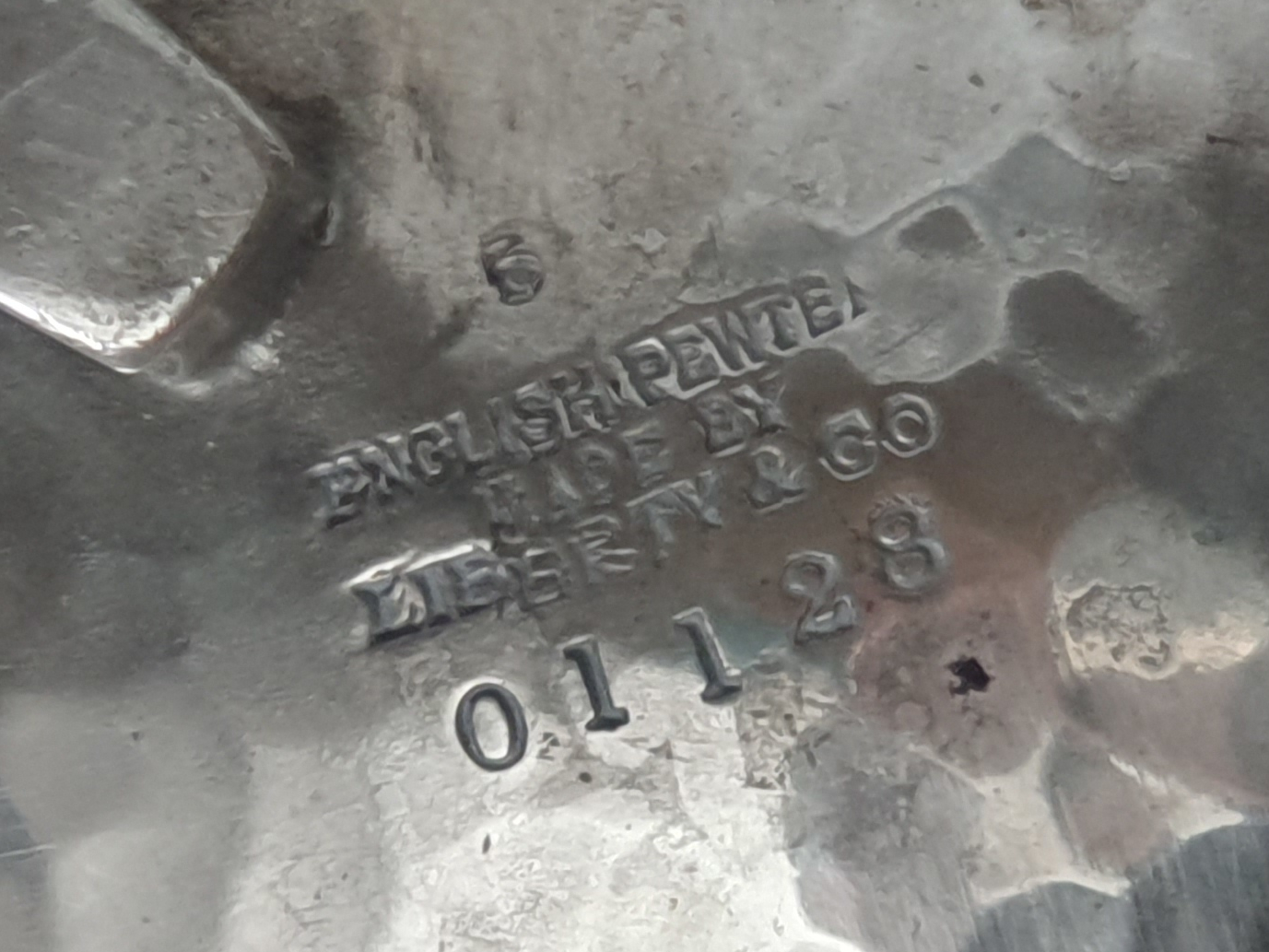 Oliver Baker for Liberty Pewter Arts & Crafts Bowl hallmarks